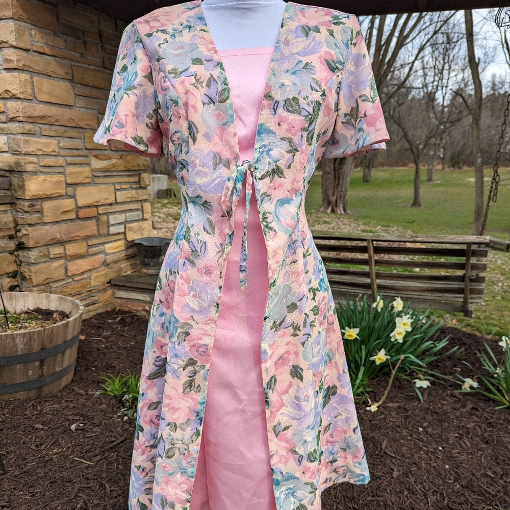 Vintage 1980s spring floral garden dress easter wedding
